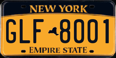NY license plate GLF8001