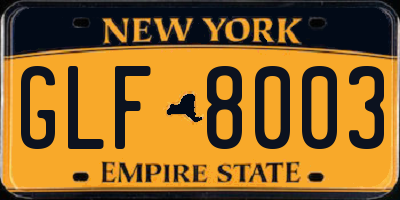 NY license plate GLF8003