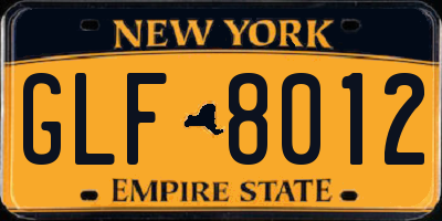 NY license plate GLF8012