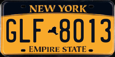 NY license plate GLF8013