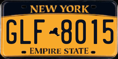 NY license plate GLF8015