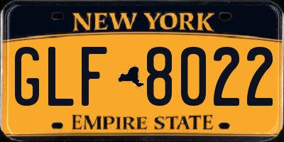 NY license plate GLF8022