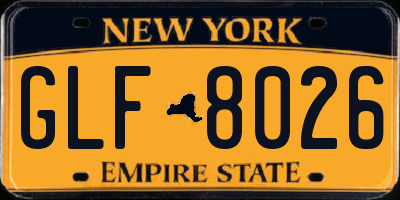 NY license plate GLF8026