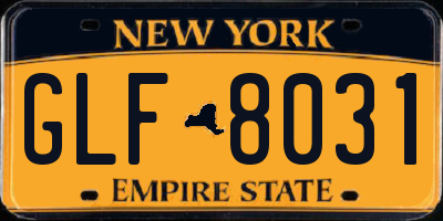 NY license plate GLF8031