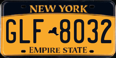 NY license plate GLF8032