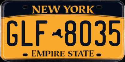NY license plate GLF8035