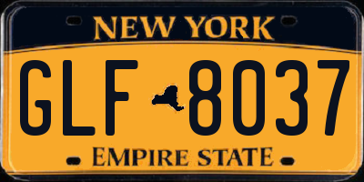 NY license plate GLF8037