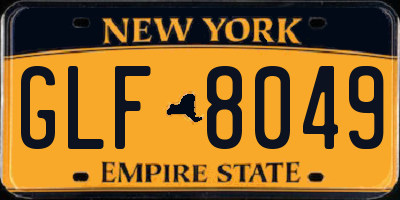 NY license plate GLF8049