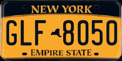 NY license plate GLF8050