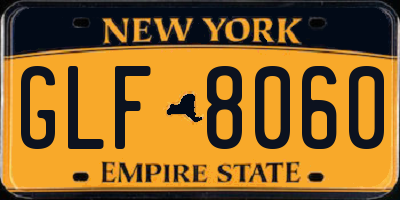 NY license plate GLF8060