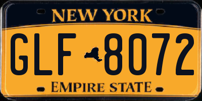 NY license plate GLF8072