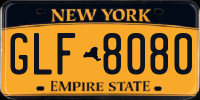 NY license plate GLF8080