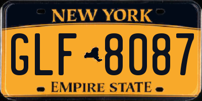 NY license plate GLF8087