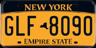 NY license plate GLF8090
