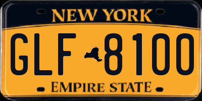 NY license plate GLF8100
