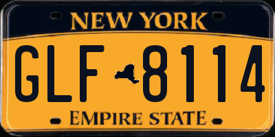 NY license plate GLF8114
