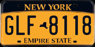 NY license plate GLF8118