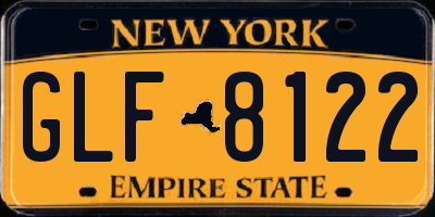 NY license plate GLF8122