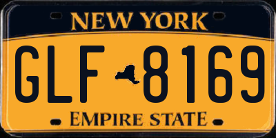NY license plate GLF8169