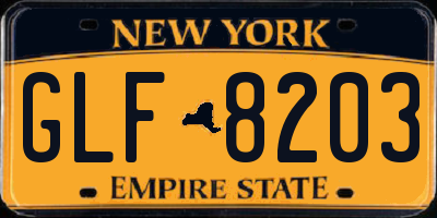 NY license plate GLF8203
