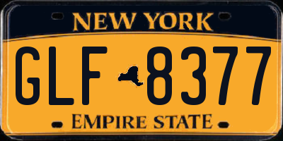 NY license plate GLF8377