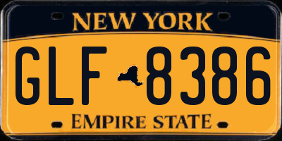 NY license plate GLF8386