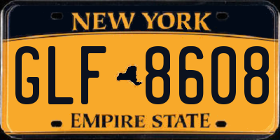 NY license plate GLF8608