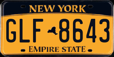 NY license plate GLF8643