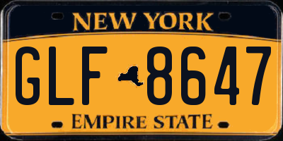 NY license plate GLF8647