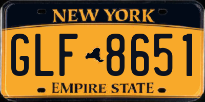 NY license plate GLF8651