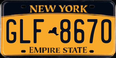 NY license plate GLF8670
