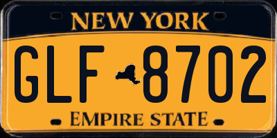 NY license plate GLF8702