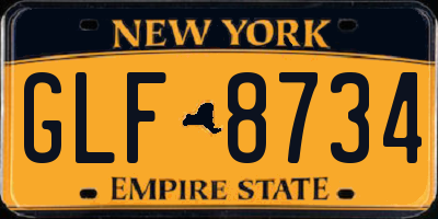 NY license plate GLF8734