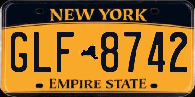 NY license plate GLF8742