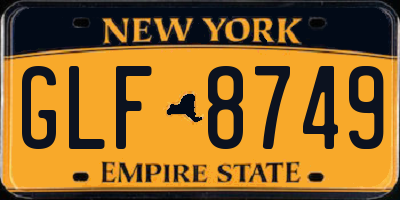 NY license plate GLF8749