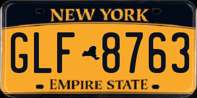 NY license plate GLF8763