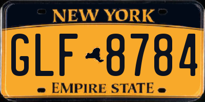 NY license plate GLF8784