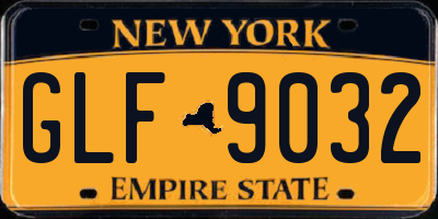 NY license plate GLF9032