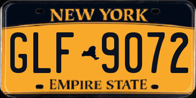 NY license plate GLF9072