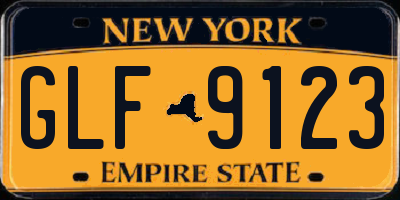 NY license plate GLF9123
