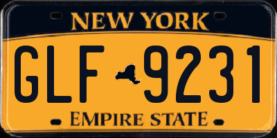 NY license plate GLF9231