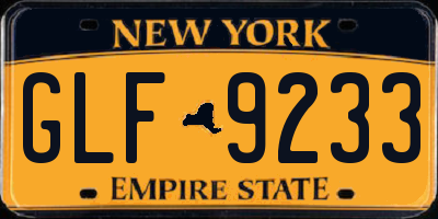 NY license plate GLF9233