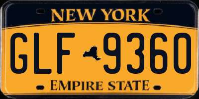 NY license plate GLF9360