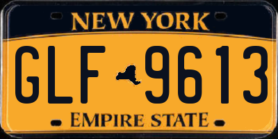 NY license plate GLF9613