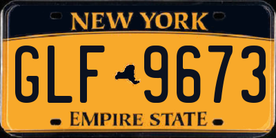 NY license plate GLF9673
