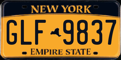 NY license plate GLF9837