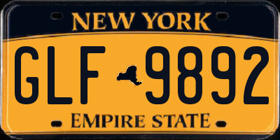 NY license plate GLF9892
