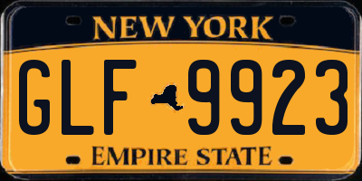 NY license plate GLF9923