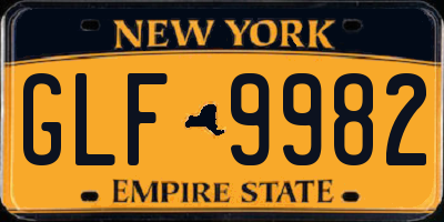 NY license plate GLF9982
