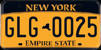 NY license plate GLG0025